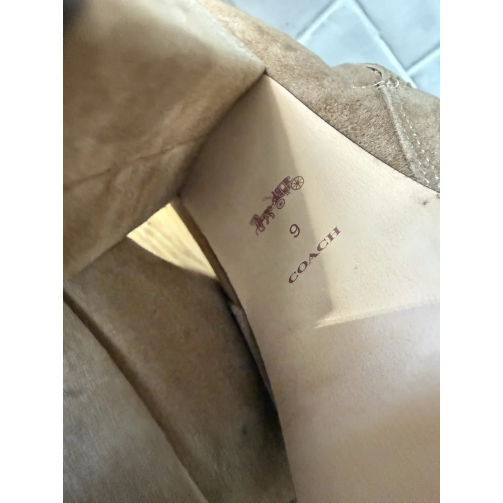 COACH Women's Iona Suede Platform High Chunky Y2K Block Heel Booties Size 9 Tan - Picture 8 of 12